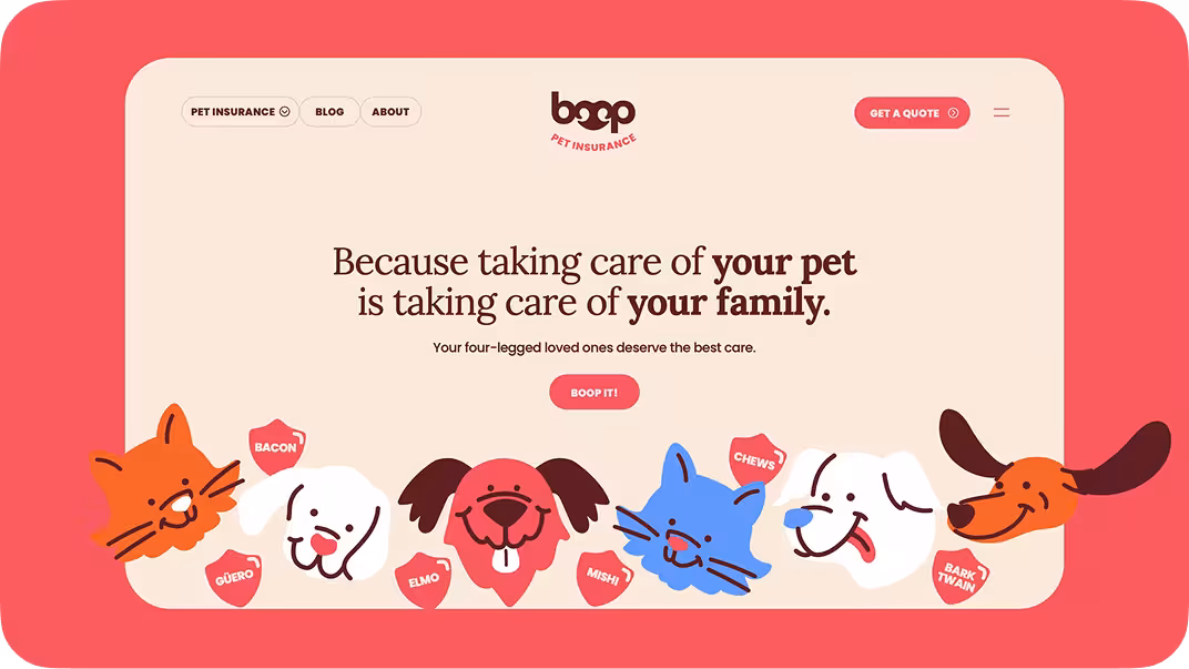 Boop website design